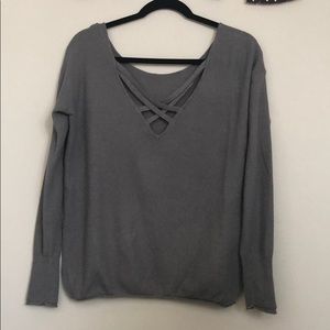 Grey cross-back sweater